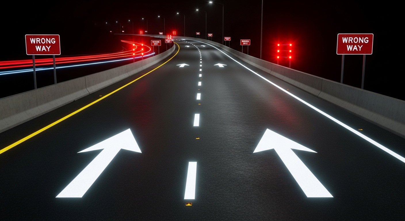señales y luces para prevenir conductores en sentido contrario