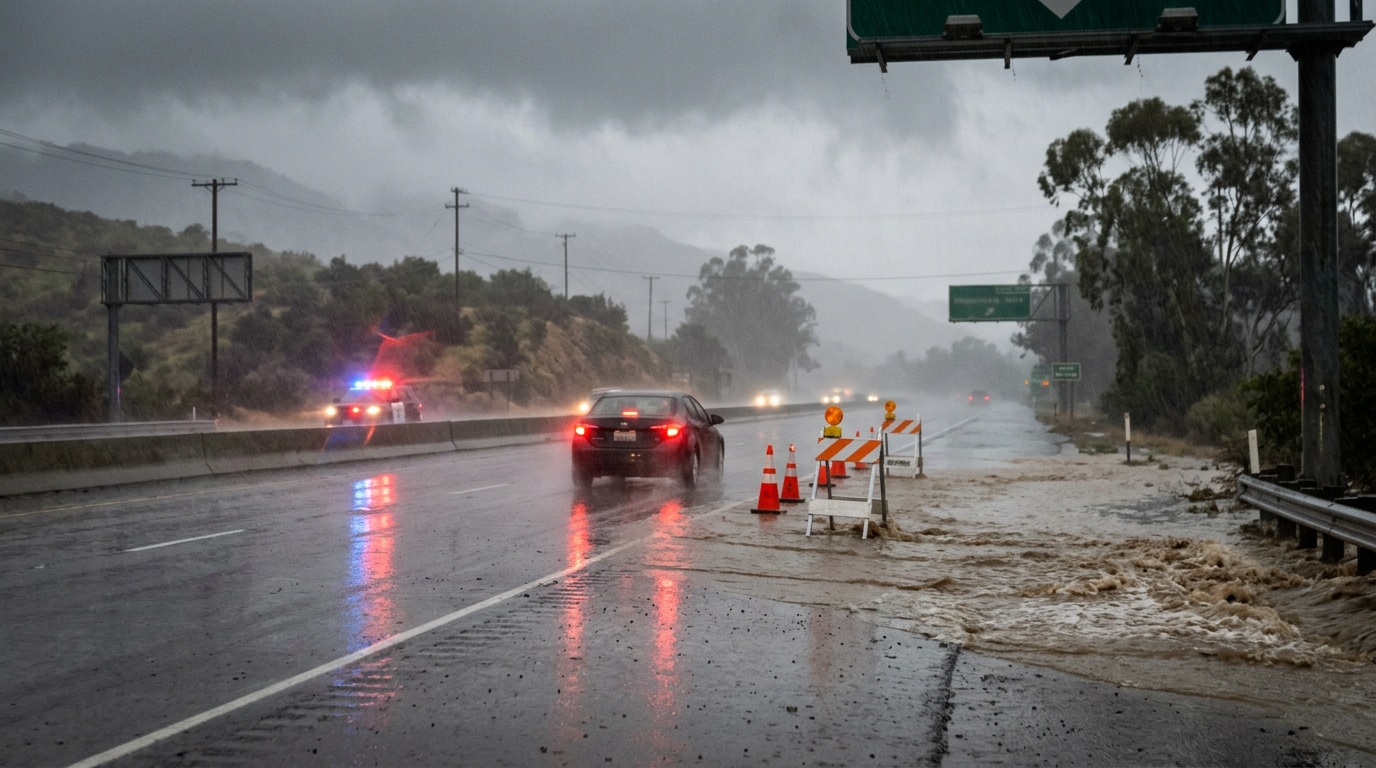 Riesgo de hidroplaneo y pérdida de control durante lluvia intensa